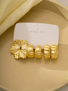 6/18pcs Earring Set, Gold Stud Earrings, Floral Geometric Mixed Pattern Metal Earring Set, Drop Earrings, Retro Women's Earrings - Silver - View 3