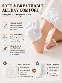 1 Pair Women's Two-Toe Half Socks, Invisible Front Foot Lining Socks, Non-Slip Breathable Shoe Insoles, Breathable Wear-Resistant Invisible Socks, Suitable For Flip-Flops, Sandals And High Heels - Multicolor - View 4