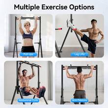 FOGGBET Foldable Power Tower Pull Up Bar And Dip Station, Height Adjustable Pull Up Bar, Fitness Workout Equipment, Free Standing Power Tower Rack For Home Gym, 440LBS Weight Capacity - Black - View 5