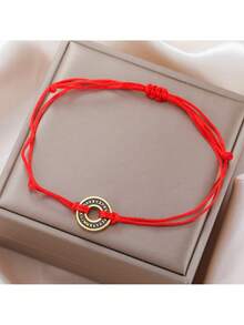 LIKGREAT 1pc Stainless Steel Nordic Runes Round Charm Bracelet Women Men Adjustable Black Red Rope Bracelets Amulet Protective Jewelry Gift - Bracelet Series - View 3