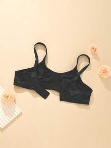 Wingslove Minimizer Wireless Bra, Full Cup Unlined Delicate Floral Pattern Soft Daily Wear For Curvy Women - Black - View 6