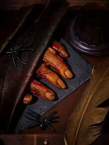5 piezas de dedos falsos realistas con sangre, accesorios de decoración de Halloween con tono de piel y detalles sangrientos, adecuados para casas embrujadas, fiestas, bromas de fiesta y decoración de terror, Halloween - A - Ver 8