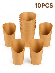 10/50 piezas Vasos de papel desechables, Vasos de papel kraft grueso para conos de waffle y papas fritas, Vasos de embalaje para helados y postres, Adecuados para baby shower, Suministros para fiesta de bebé - Color del papel Kraft - Ver 11