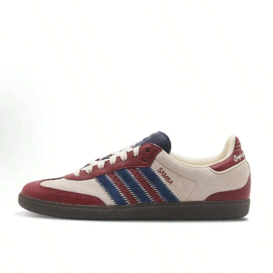 Adidas Originals X Notitle SAMBA OG Retro Style Comfortable And Versatile Low-Top Sneakers Unisex In Beige, Red, And Blue - 米紅藍 - 查看 1