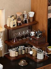 1 pieza Estante de almacenamiento multifuncional para escritorio, soporte multiusos para tazas, estante para perfumes, estante para especias, soporte para pasteles, adecuado para tazas de agua, tazas de café, juegos de té, escritorio de oficina, barra de café, cocina, decoración del hogar - Estilo de esquina - Ver 13