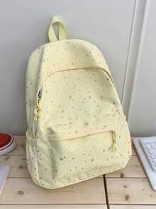 日系極簡星星印花後背包，適合青少年男孩女孩，休閒學生包，學院風輕量設計，開學必備 - 多色 - 查看 13