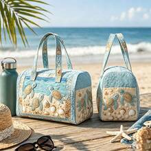 2D Printed Turtle Pattern Tote Beach Bag Large Capacity Lightweight Durable,Zipper Handles Travel Duffle Bag For Sports Outdoor Beach Travel Essential - Multicolor - View 2