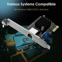 2.5G Base-T PCIe 網路卡，2500/1000/100Mbps PCI Express 乙太網路適配器，搭載 RTL8125B，2.5G NIC 適用於 Windows 11/10/8/8.1/7 與 Linux，附低矮擋板 - 黑色-2500Mbps - 查看 4