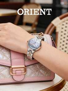 Orient Women's Drive Watch SWD02001W0, Two-Tone Steel Case, Pearl White Dial, Crystal Glass, Metal Band, Elegant Style - Silver and Gold - View 2