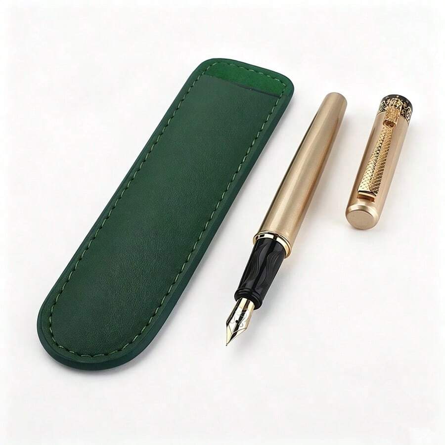 1pc Luxury Metal Fountain Pen, 0.5mm Fine Nib, Smooth Writing Signature Pen For Business Office, Classic Retro Design With Gift Option - 839 102 - View 1