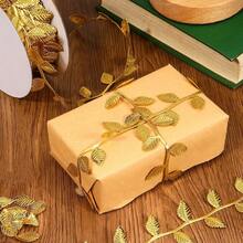 1/5m Gold Leaf Double-Sided Artificial Leaf Ribbon, Gold Artificial Leaf Decorative Trim, Pure Gold Leaf Edging, Suitable For Wreaths, Gift Wrapping, Craft Projects, Weddings And Home Decor - Multicolor - View 4