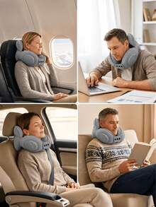 U-Shaped Inflatable Neck Pillow With Automatic Neck Support, Portable, Multi-Angle Adjustable, Quick-Release Buckle, Suitable For Travel, Home, Office And Car Use, Great Gift Recommendation For Holidays And Outdoor Activities - Multicolor - View 8
