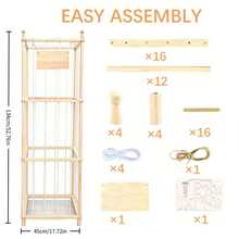 Stuffed Animal Storage Rack, Solid Pine Wood Stuffed Toy Organizer, Large-Capacity Elastic Cord Animal-Shaped Plush Toy Storage Rack, Space-Saving Toy Storage Essential, Suitable For Playrooms, Bedrooms, Living Rooms And Corners - 彩色 - 查看 2