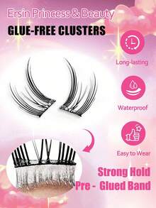 60pcs Cartoon Cat Ear Design Glue-Free Natural Style False Eyelashes, Manga Eyelashes, Fairy Eyelashes, Angel Eyelashes, Invisible Band Cluster Wild Cat Eyelashes, Cluster False Eyelashes, Suitable For Travel, Beach Vacation, Camping, Suitable For Eyelash Extension, Suitable For Slouchy People, Beauty Bloggers, Wedding Gifts, Mother's Day Gifts - View 7