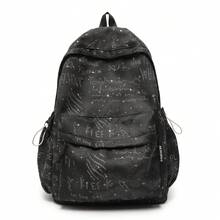 Ryggsäck med helmönstrat bokstavstryck och glitter, amerikansk vintage studentväska för skolan, stor kapacitet, avslappnad pendlingsryggsäck - Multifärgad - Visa 13
