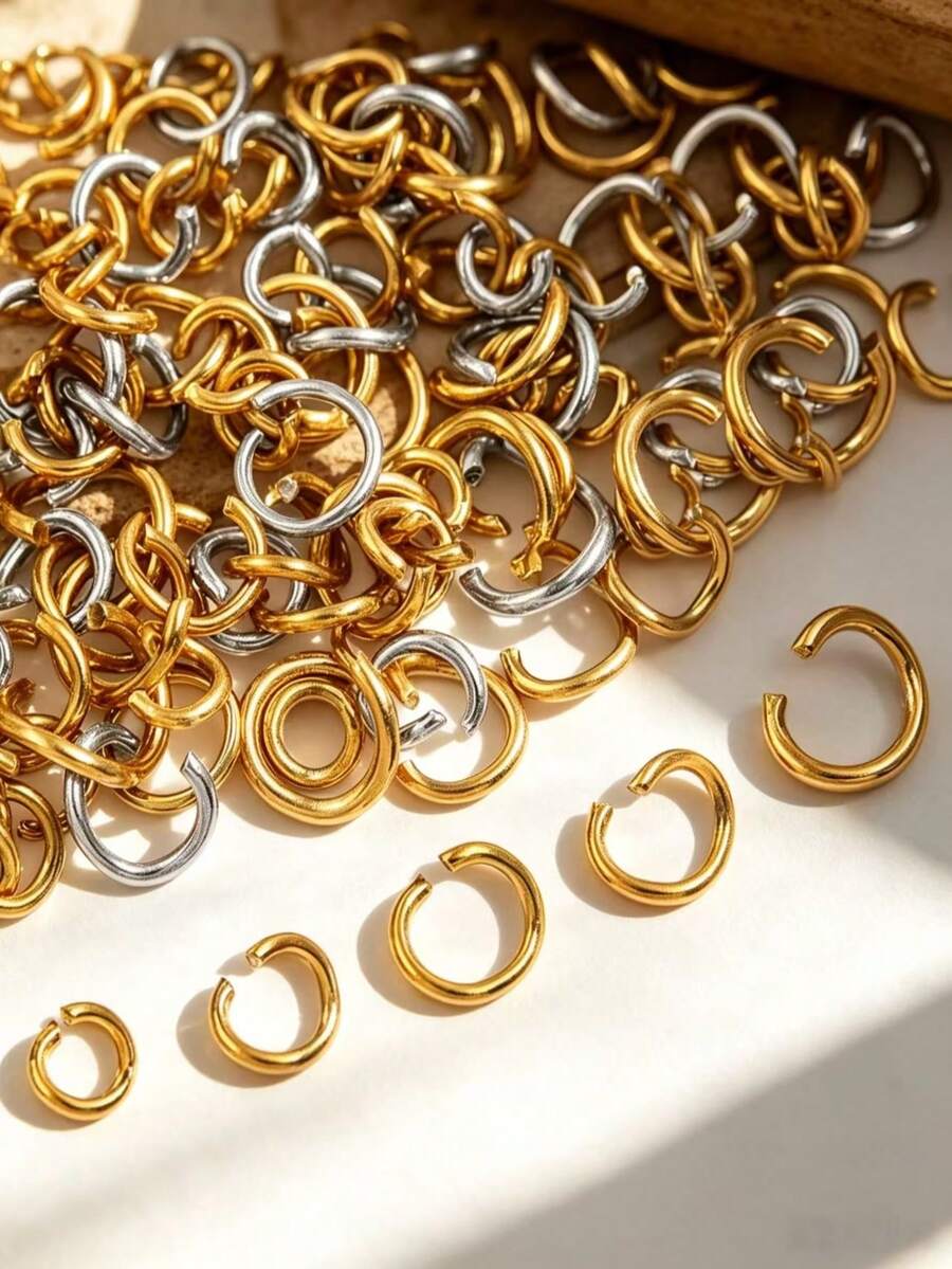 100pcs Iron Open Jump Rings, Suitable For DIY Jewelry Making, Open Round Jump Rings, Open Rings, Pendant Necklace Bracelet Connectors, Durable And Shiny Metal Surface, Perfect For Making And Repairing Jewelry - Iron Open-faced Skip Ring - View 1