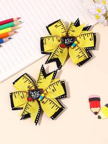 8 pezzi Fiocchi per capelli per il ritorno a scuola, fermagli per il primo giorno di scuola, fermagli per capelli a forma di mela, autobus e lettere ABC, fermagli a coda di rondine, accessori per capelli per ragazze/adolescenti - Multicolore - Visualizzare 3