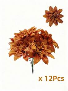 12/5pcs Brown Artificial Gerbera Daisy, Faux Flowers, Artificial Plants, 4.7 Inch Stem Artificial Flower Heads For Room Decor, Spring Wedding Centerpiece, Outdoor Garden Decor, Party, Gift, Bridal Wrist Corsage, Valentine's Day Mother's Day Decor, Gothic Wedding Decor, DIY Floral Wall Backdrop, Front Yard Decor, Wedding Bouquet, DIY Wreath Arch Decor, Gifts For Girls, Women, Men, Mothers, Fathers - Brown - View 7