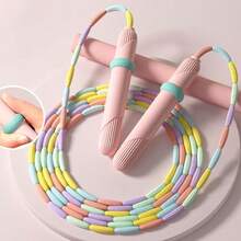 1pc Adjustable Knotted Jump Rope With Non-Slip Thumb Grip And Color-Coded Beads, Lightweight And Portable, Suitable For Gym, Travel, Beginners, Fitness Workout And Professional Training, Multi-Color Design For Different Skill Levels - Multicolor - View 6