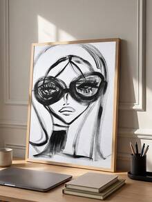 1pc Abstract Fashion Print, Black And White Portrait Sketch Poster, Martini & Heels Print, Ideal Gift,Suitable For Bedroom,Living Room,Kitchen,Wall Arts,Wall Decor,Home Decor,Room Decor,Canvas Wall Art,Posters, Wall Art With Frame, Optional Frame - 1PCS - View 5