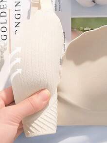 Women's Bean Paste Color Small Bust Push-Up Bra For Flat Chest, Wireless Shaping Seamless Bra With Bun Cup Design - Champagne - View 6