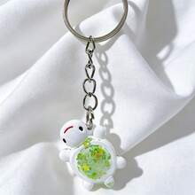 Multi-Color Glow-In-The-Dark Sequin Little Turtle Keychain Ring, Cute Cartoon Acrylic Pendant, Couple & Student Bag Accessory, Small Gift, Car Key Fob Accessory, Random Style - Multicolor - View 6