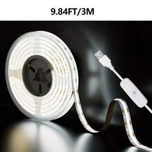 LQHZMYY 0.3 Meters To 5m Flexible COB LED Light Strip With Physical Button Switch And Adhesive Backing, Self-Adhesive Backplate For Easy Installation, Cuttable To Any Length, Suitable For Mirror, TV Backdrop, Picture Frame, Cabinet, Home Decor, DIY Lighting And Office Decoration - Pure White Light - View 16