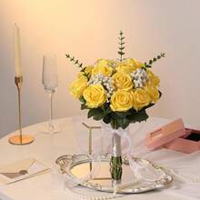 2/10/150pcs Artificial Yellow Roses With Realistic Texture, Suitable For Vases, Home, Hotel Rooms, Wedding Decor, Tabletop Decor, Birthday Gifts, Graduation Ceremonies, Autumn Decor And Other Occasions, Can Be Used As Home Gifts - Yellow - View 5