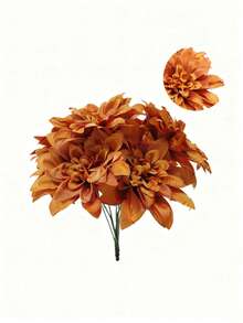 12/5pcs Brown Artificial Gerbera Daisy, Faux Flowers, Artificial Plants, 4.7 Inch Stem Artificial Flower Heads For Room Decor, Spring Wedding Centerpiece, Outdoor Garden Decor, Party, Gift, Bridal Wrist Corsage, Valentine's Day Mother's Day Decor, Gothic Wedding Decor, DIY Floral Wall Backdrop, Front Yard Decor, Wedding Bouquet, DIY Wreath Arch Decor, Gifts For Girls, Women, Men, Mothers, Fathers - Brown - View 5