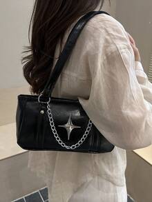 Fashion Minimalist 2026 New Solid Color Niche Versatile Underarm Bag - Black - View 5