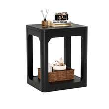 Set Of 2 Bedside Tables, Side Tables With 3cm Thick Boards, Two-Level Bedside Tables For The Living Room, Suitable For Bedrooms And Living Rooms, Black Color, 50*40*60 Cm. - Black - View 7
