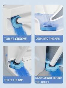 1 Set Elegant Gun Gray Bathroom Toilet Cleaning Kit With Disposable Replaceable Brush Head Toilet Cleaning System, Multi-Functional Bathroom Toilet Brush Set, Summer Bathroom Decor, Bathroom Cleaning Tools, Summer Pool Cleaning Tools - Multiple Styles - View 9