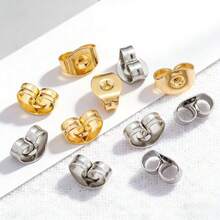 10/50/100 Stücke 4,5*6mm Edelstahl Anti-Fall Schmetterlings-Ohrring-Rückseiten, hypoallergene Gold-/Silberfarbene Ohrring-Stecker für Ohrring-Reparatur und Ersatz, handgemachter Schmuck DIY-Herstellung, Ohrring-Muttern, gerollte Kante Schmetterlings-Ohrring-Rückseiten, Anti-Fall Ohrring-Stecker, Schmuck-Handarbeitsmaterialien, Nadel-Ohrring-Rückseiten, Ohrring-Zubehör für Piercings, Ohrring-Rückseiten in Großpackung - Verschiedenfarbig - Übersicht 1