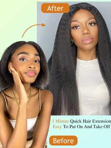 Extensiones de cabello con clip de onda profunda, cabello humano real Yali liso con clip para mujeres, 8 piezas, extensiones de cabello humano Remy brasileño con 18 clips, 100g - SNatural - Ver 10