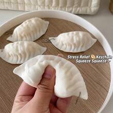 Dumpling Squishy Toy Soft Squeeze Stress Relief Toy Cute Food Sensory Fidget Toy Anxiety Relief Keychain Pendant Novelty Gift For Kids Teens Adults - One Beaded Dumpling - View 6