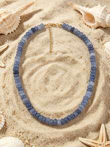 1pc European & American Bohemian Faux Stone Abacus Bead Beaded Necklace With Stainless Steel 18K Gold Plated Accessories, For Summer Beach Holiday - Handmade Beaded Faux Stone Stainless Steel Necklace - View 20