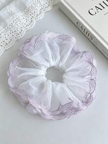 1件裝 柔紫色刺繡蕾絲 純白色 大號優雅全包髮圈 女用 - 彩色 - 查看 7