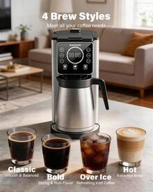 SHARDOR 2-In-1 Coffee Maker For Capsules & Grounds, Programmable 5 Cup Drip Coffee Machine With 95oz Reservoir, Hot & Iced Coffee Brewer, Stainless Steel Thermal Carafe, Strong Brew, Black - US A Type Plug(110-127V) - View 4