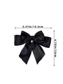 2pcs Women's Minimalist Elegant Glossy Satin Ribbon Large Bow Hair Clips, Sweet Atmosphere Styling Hair Accessories,Claw Clips - Multicolor - View 9