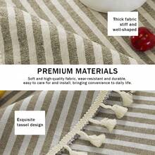 1 PC Striped Rectangular Tassel Tablecloth, Japanese INS Style Minimalist Round Table Atmosphere Dining Tablecloth, Washable Dustproof And Stain-Resistant Tablecloth, Suitable For Dining Table, Bar, Coffee Table, Outdoor Picnic Tablecloth, Party Decoration Tablecloth - Multicolor - View 8
