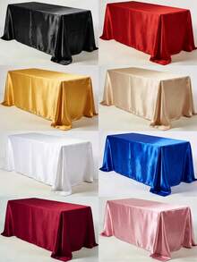 1 Pack Satin Tablecloth, 57x108 Inches, Multicolor Rectangular Tablecloth, Silky Fabric, Suitable For Rectangular Dining Table Party, Holiday Dinner, Wedding Banquet Decoration (Multiple Sizes Available) - Multicolor - View 3