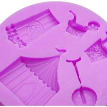 - Juego de moldes de silicona con temtica de circo, molde de silicona para decoracin de pasteles de payaso con moldes de fondant, diseos de tienda, kit de decoracin de pasteles y fundicin - púrpura (NF291) - Ver 9