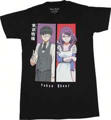T-Tokyo G-Ghoul New Adult T-Shirt - Ken Kaneki & Rize Color Boxes - 黑色 - 查看 1