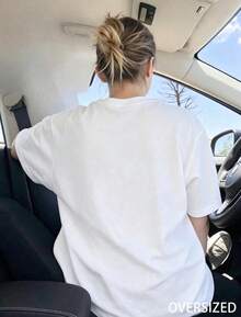 OVERSIZED-Women's 100% Cotton T-Shirt-Available In Multiple Colors,Suitable For Sports And Casual Wear-Summer Clothing-Summer Must Have-Women's Gift - 白色 - 查看 4