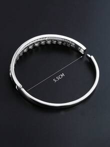 1pc Elegant Exquisite Double Row Patchwork Heart Full Zirconia Inlaid Design Bracelet For Women, Asymmetrical Inlaid Anniversary Confession Party Gathering Exquisite Jewelry - Bracelet - View 5