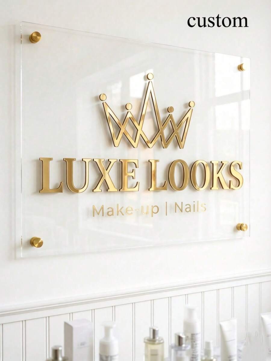 1pc Customized Business Logo Sign, 3D Acrylic Wall Logo, Suitable For Small Business, Home Office, Beauty Salon, Nail Studio Personalized Brand Logo Sign, Boutique, Shop Salon Sign - Multicolor - View 1
