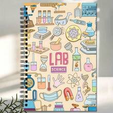 科學主題實驗筆記本，附 LAB SCIENCE 設計與彩色顯微鏡/設備封面，大學線條日記本，耐用堅固封面與優質紙張，適合學校、教室、實驗室使用，給教師與學生的教育禮物，學校用品 - B - 查看 4
