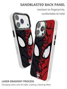 Miniso Marvel Spider-Man 手機殼適用於 iPhone 18 Pro Max 17 Pro Max 16 Pro 17 16 15 14 Plus 13 Pro 11 12 Pro XS Max Air XR，個性化創意雷射漸層壓克力保護殼 - 白色 - 查看 2