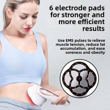 SEAGO EMS Body Shaping Machine With 45°C Constant Temperature Function, 6 Electrode Pads Fat Burning Massager, 3 Modes For Skin Firming And Cellulite Removal, Suitable For Abdomen, Arms, Legs And Postpartum Stretch Mark Care, Handheld Electric Shaping Device, Infrared Heating EMS Pulse Fat Reduction Massager, Portable Skin Firming Machine For Home Body Shaping And Muscle Relaxation, Battery Capacity: 1200mAh - Multicolor - View 7