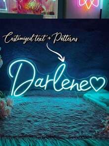 1pc Customized Dimmable Neon Sign, Name Light Sign, Personalized Gift, Large LED Light Sign, Suitable For Bedroom Wall Decor, Wedding, Birthday Party, Kitchen Accessories, Father's Day, Tools, Garden Outdoor, Home, Customized Home Decor, Halloween, Christmas, Birthday - Cadet Blue - View 4